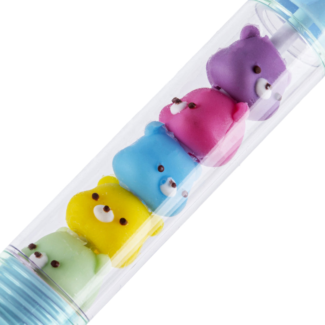 Penna a Sfera Retrattile Azzurro Pastello con Dettagli Orsetti Multicolore, Punta Media 1.0 mm