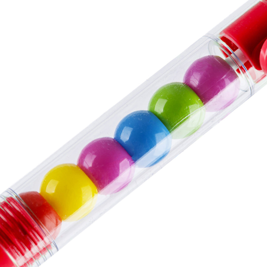Penna a Sfera Retrattile Rosso Vivace con Sfere Multicolore Interni, Punta Media 1.0 mm