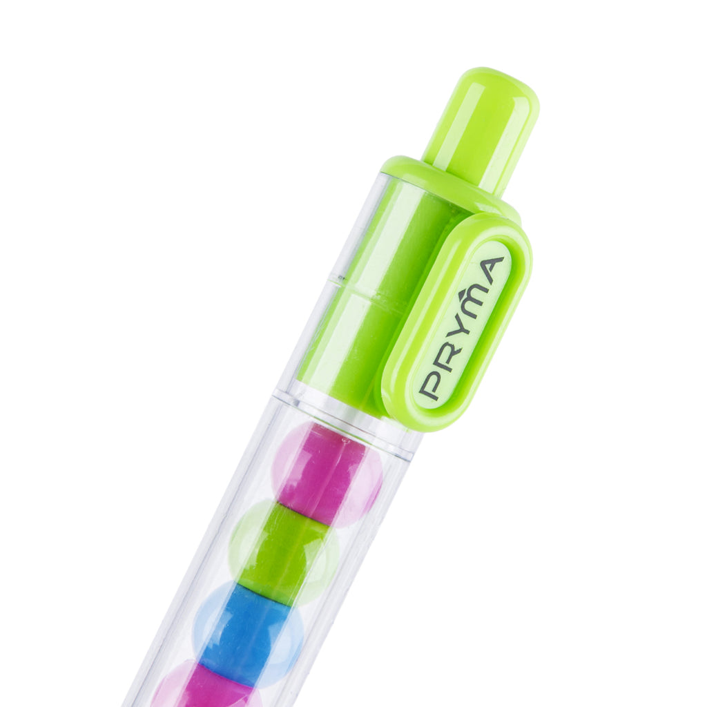 Penna a Sfera Retrattile Verde Lime con Sfere Multicolore Interni, Punta Media 1.0 mm