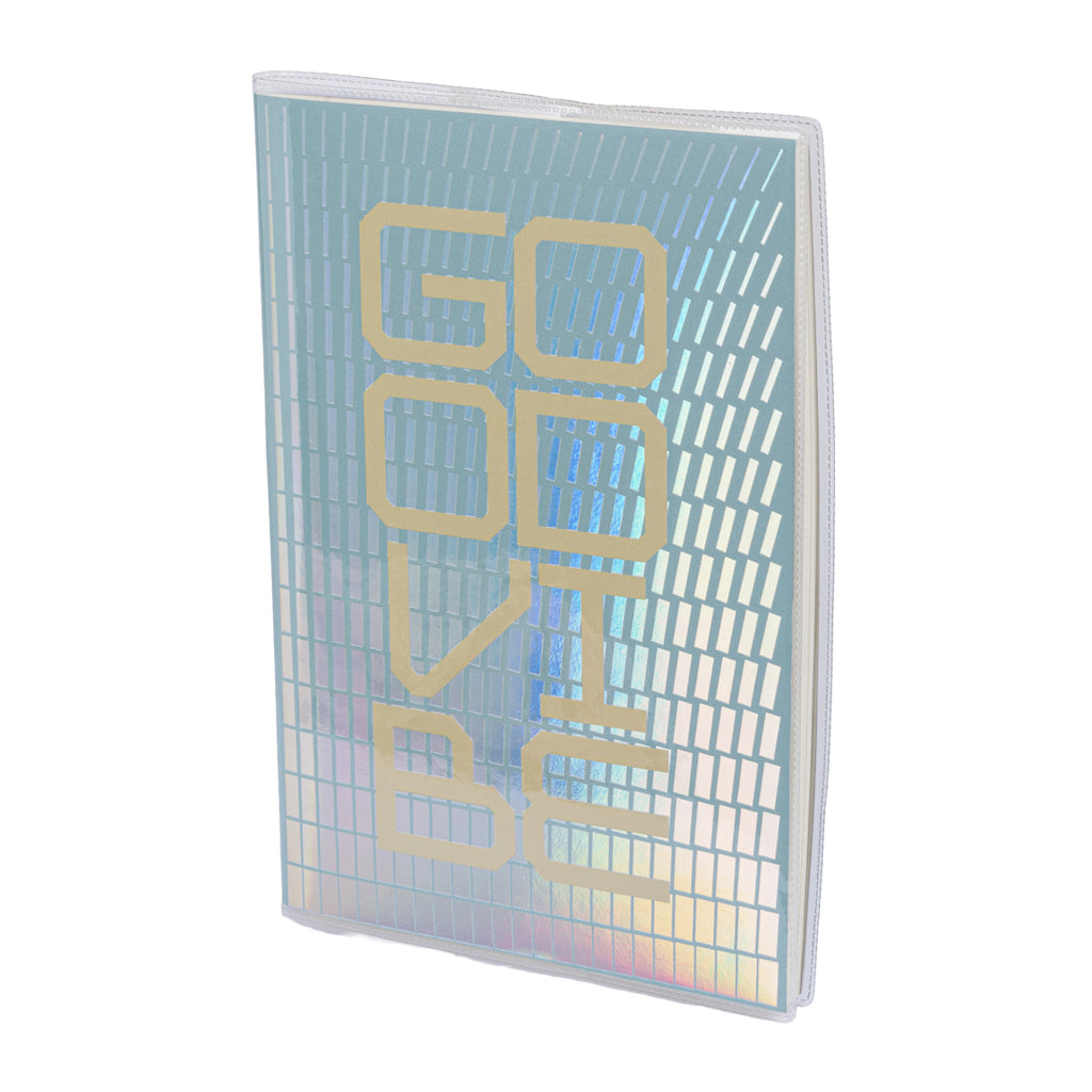 PRYMA Linea Line Memobook "Good Vibes" 14.5x20.8 cm – Quaderno Taccuino con Copertina Morbida, A5 Standard, 80 Fogli / 160 Pagine Rigate, Agenda per Appunti in Fantasia Geometrica a Griglia Olografica