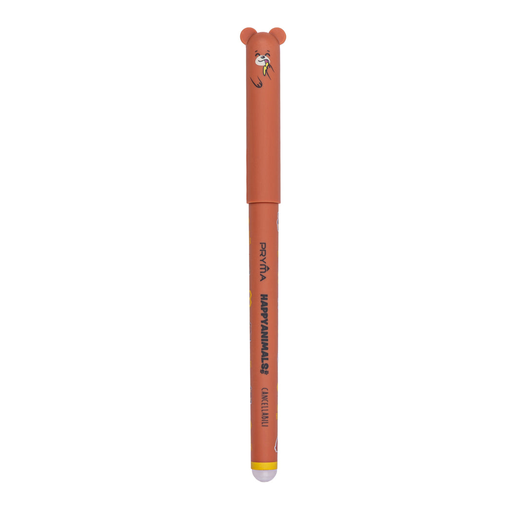 Penna Gel Cancellabile Happy Animals 0.7mm – Giallo Orsetto